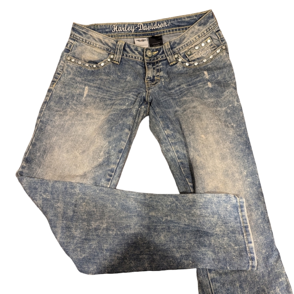 Harley Davidson acid washed distressed jeans size 6